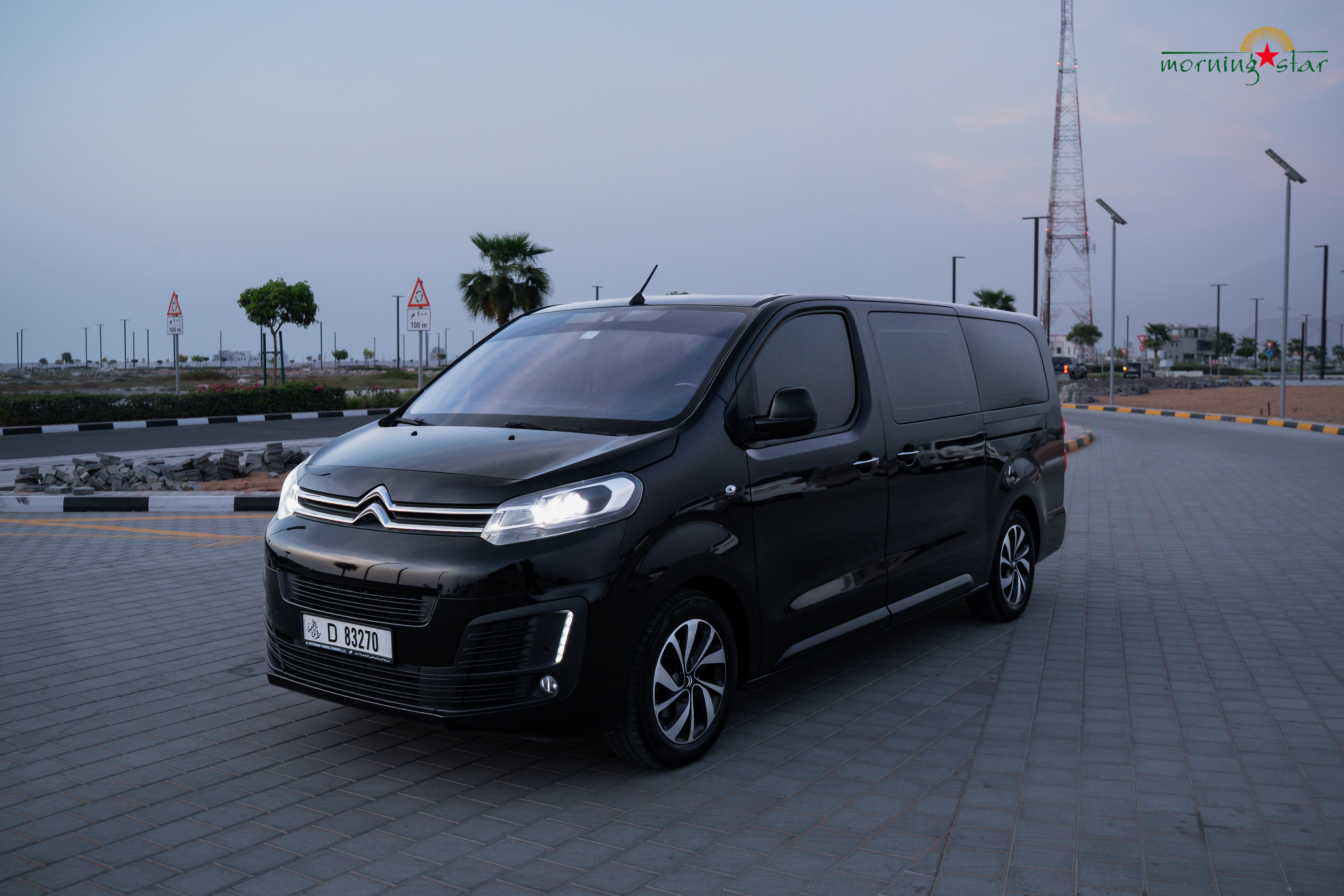Citroën SpaceTourer front headlights on dusk — Morning Star UAE