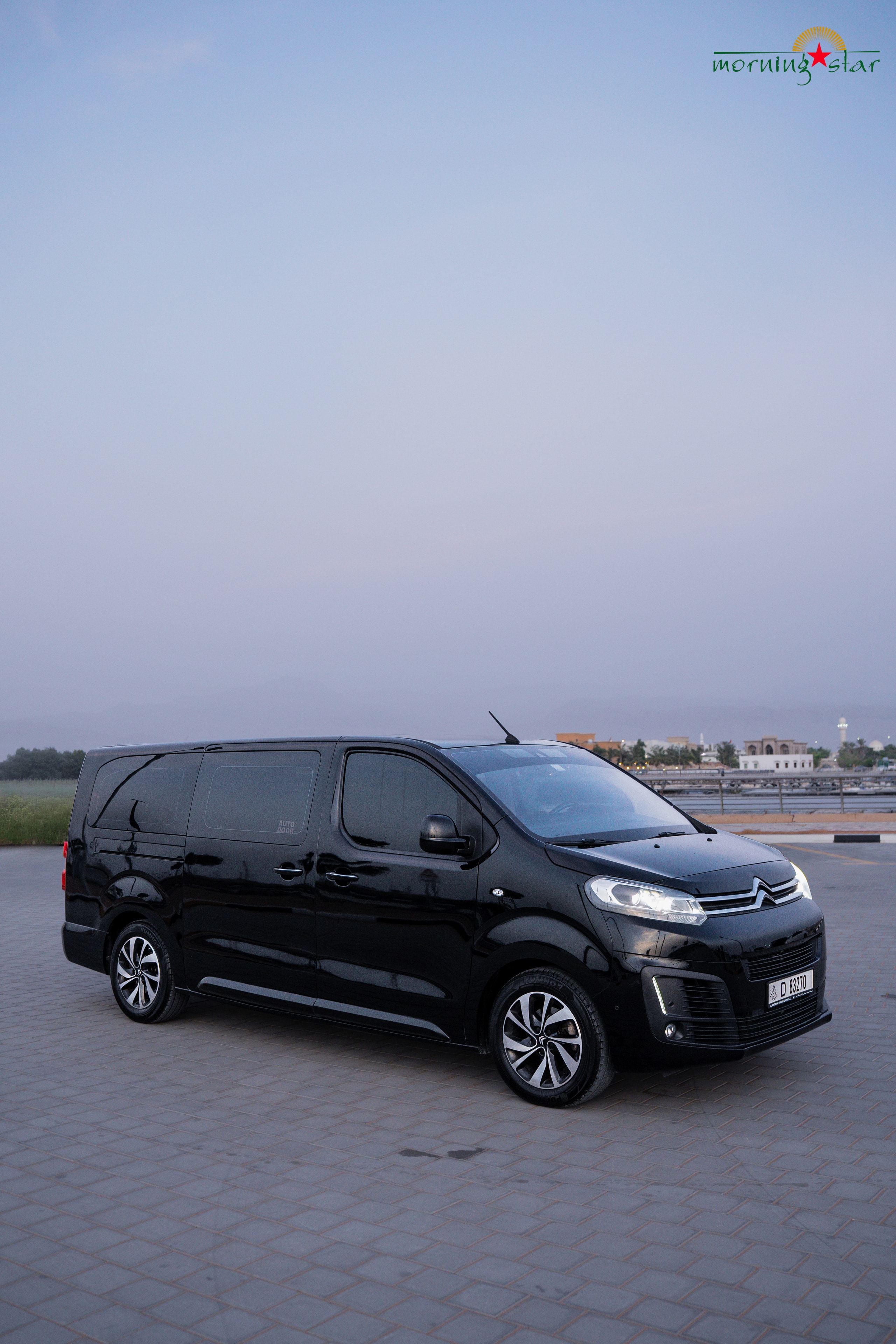 Citroën SpaceTourer three-quarter waterfront dusk — Morning Star UAE