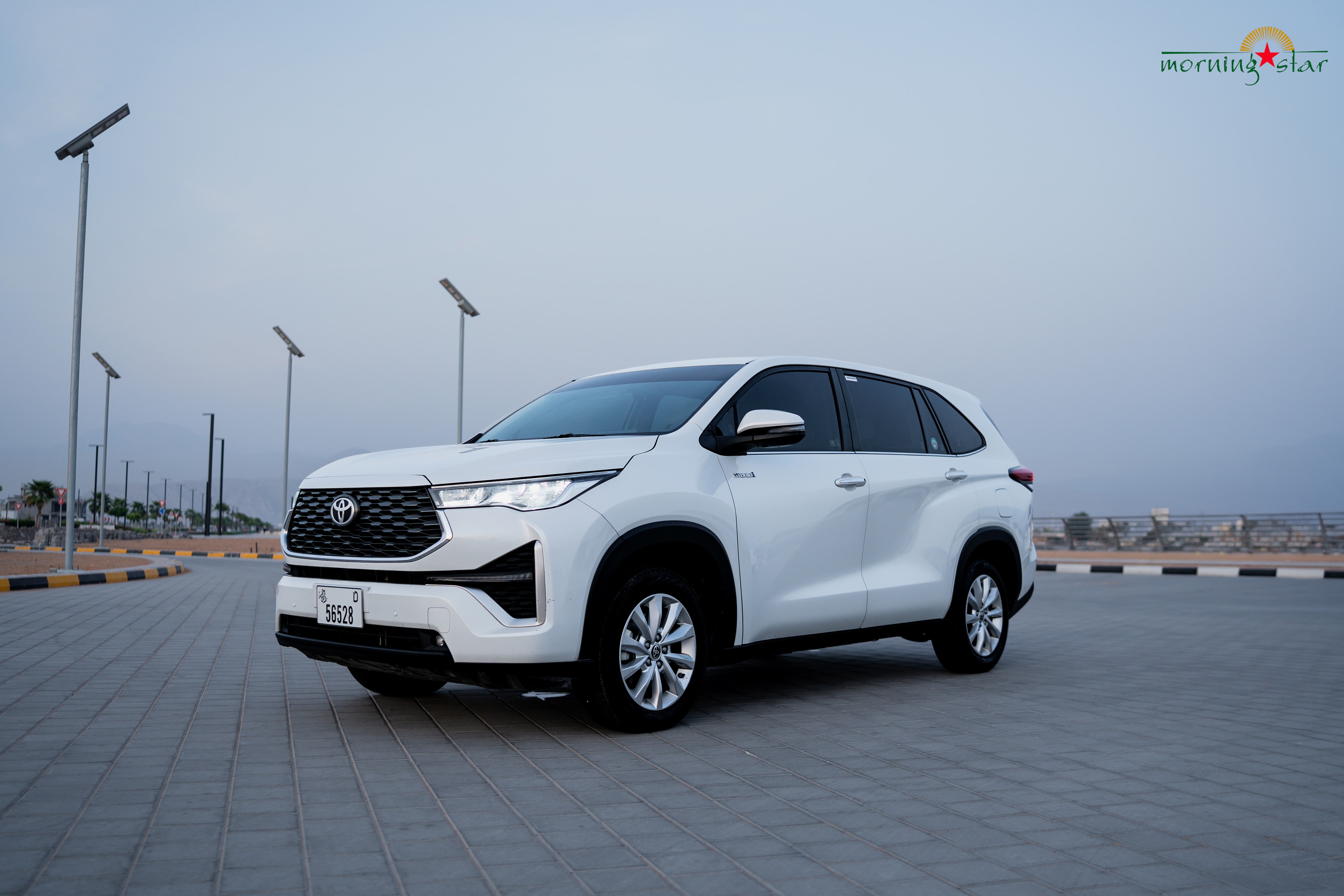 Toyota Innova Hycross three-quarter front — Morning Star UAE